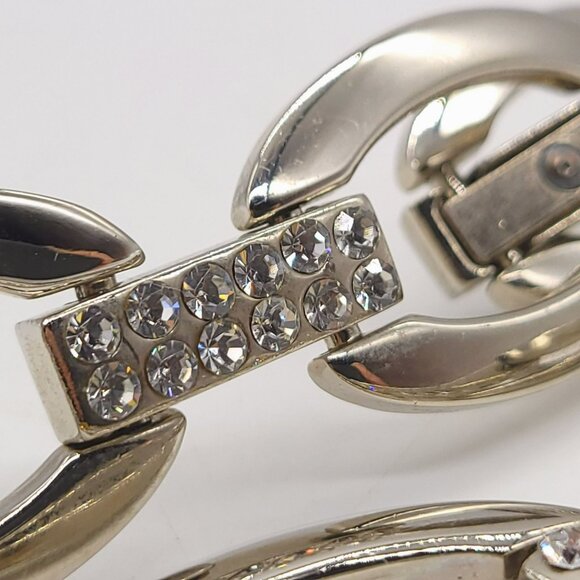 Women\'s Silver Chain Belt Crystal Rhinestone Oval Links Adjustable main image 7